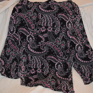 Paisley Black and Pink Knee Length Skirt